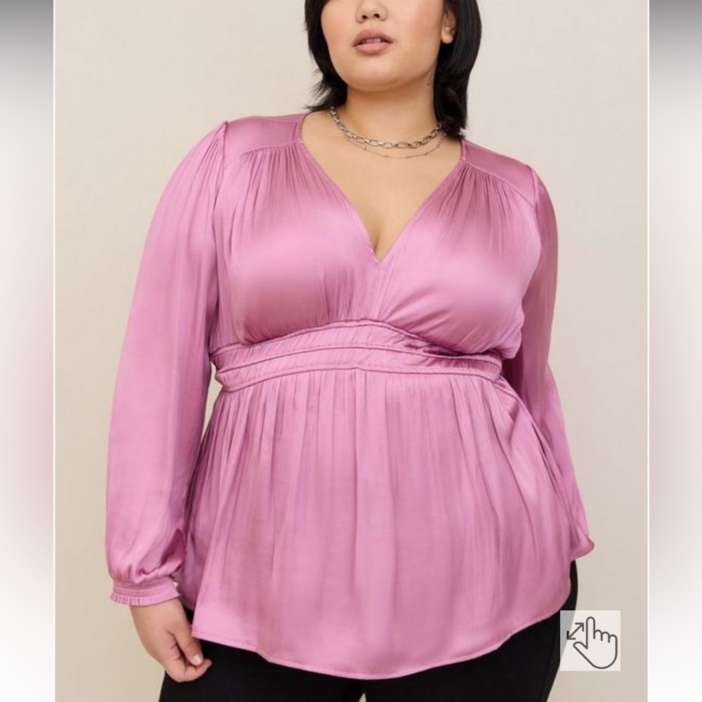 TORRID Peplum Satin Purple Smocked Waist Top/ Blouse 4X/26